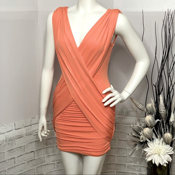 SOLD | 🔥SALE🔥 BCBGMaxAzria Alondra Melon Bodycon Mini Dress - Picture 3 of 16